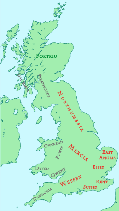 Heptarchie in Britannien um 800 n. Chr.